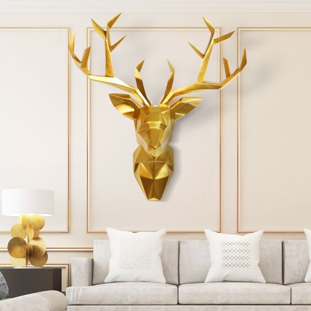Geometric Reindeer Head Sculpture