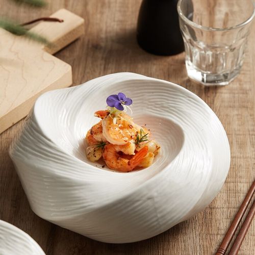 Spiral in White Ceramic Plate