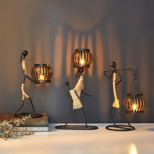 Stick Figure Tealight Candlestick