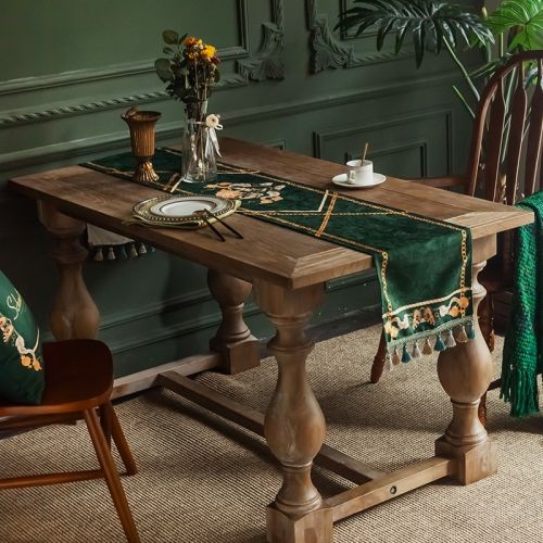 Forest Green Polyester Party Table Runner
