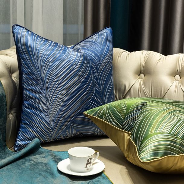 Geometric Lined Satin Cushion Cover