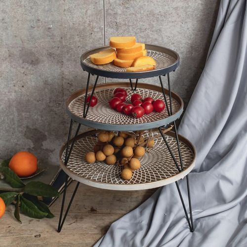 Embossed Round Iron Tray Rack