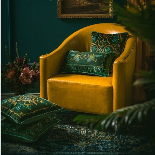 Forest Green And Golden Velvet Cushion Covers