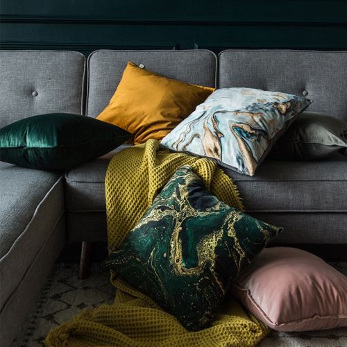 Intense Marbled Velvet Pillow Covers