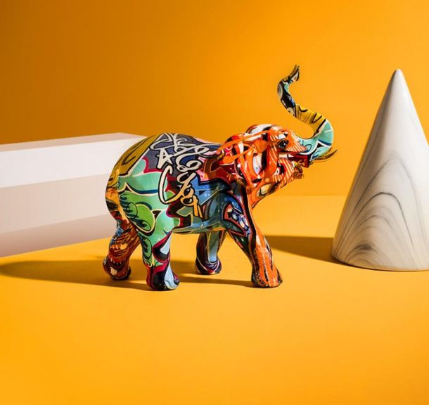 Graffiti Elephant Figurine