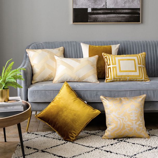 Golden And White Velvet Pillow Covers