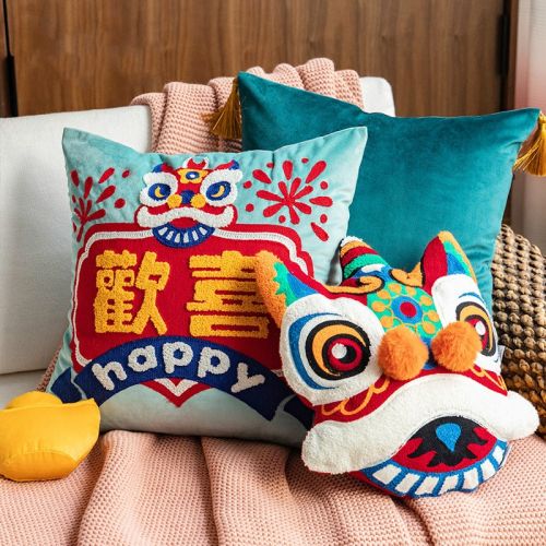 Chinese Lion Dance Pillow Case