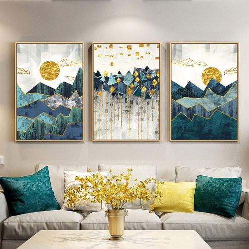 Geometric Mountain Landscape Canvas Painting