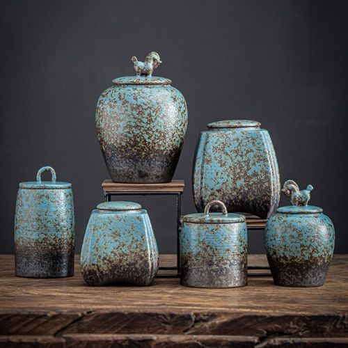Kiln Blue Vintage Ceramic Decorative Jar