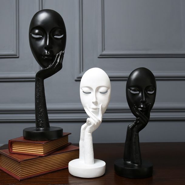 Abstract Face Mask Table Statue