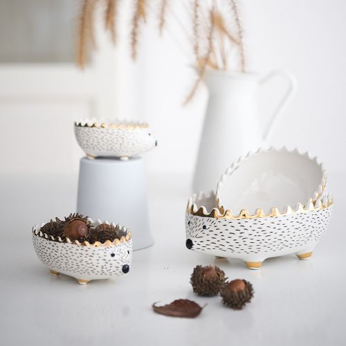 Hedgehog White Ceramic Holder