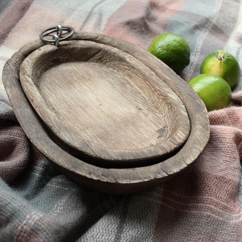 Handmade Wooden Oval Bowl