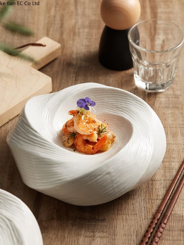 Spiral in White Ceramic Plate
