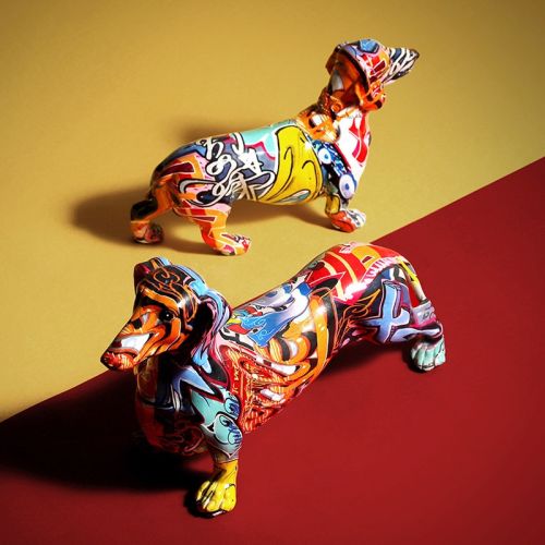 Graffiti Dachshund Resin Sculpture