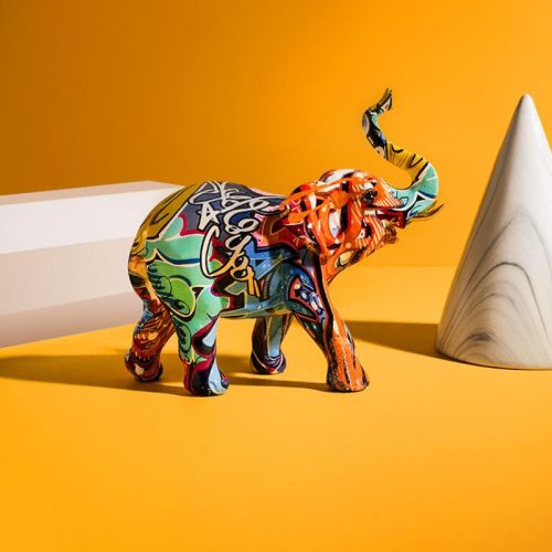 Graffiti Elephant Figurine