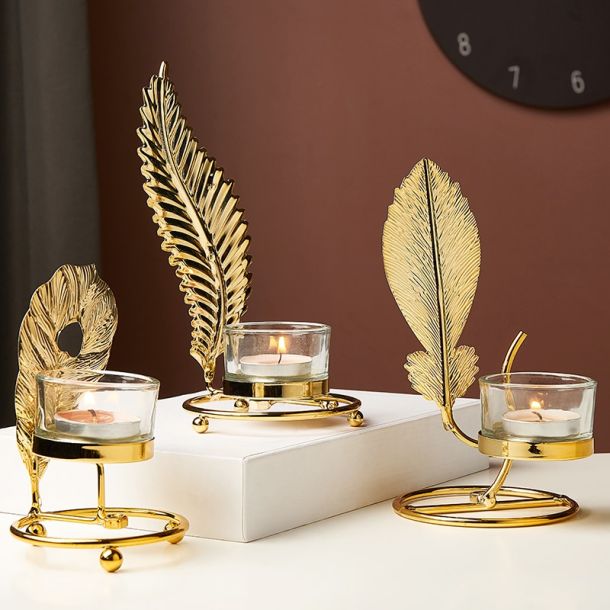 Golden Iron Tea Light Holder