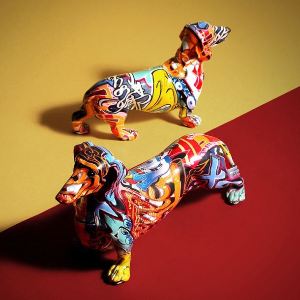 Graffiti Dachshund Resin Sculpture