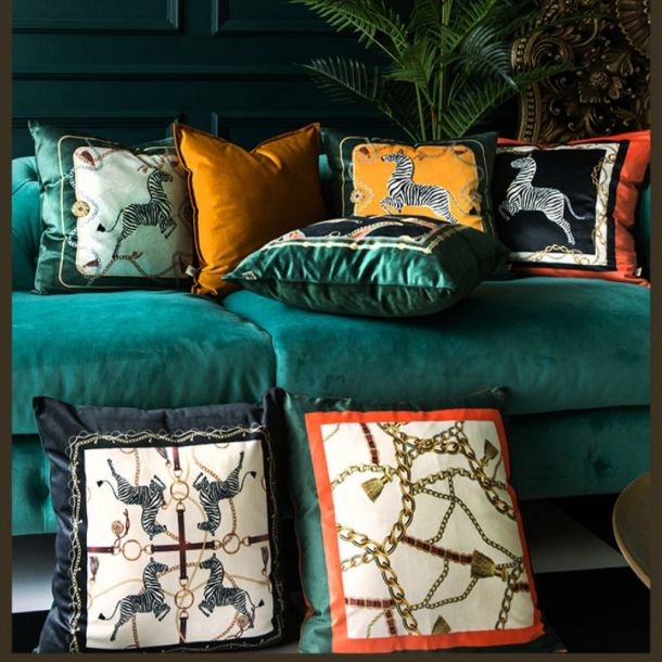 Zebra Printed Velvet Pillow Covers