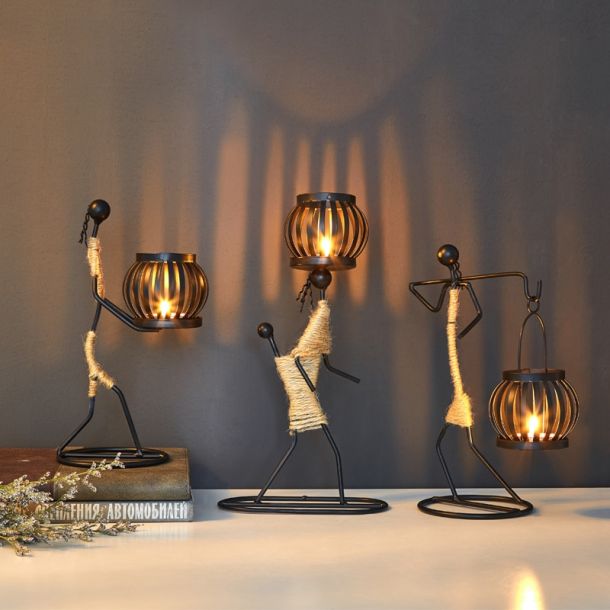 Stick Figure Tealight Candlestick
