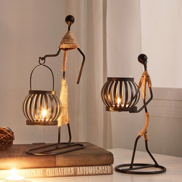 Stick Figure Boho Candlesticks