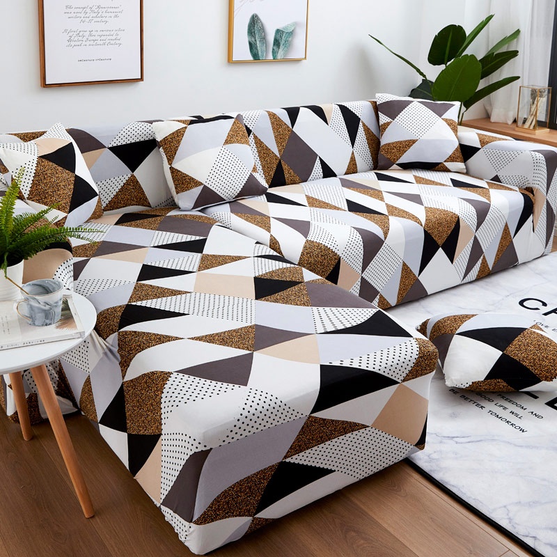 Geometric Sofa Cover Set Casa Cultures, Brown Sofa Cover Set