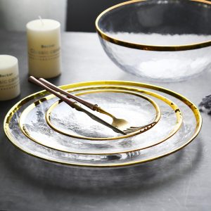 Hand-gilded European Glassware With Gold Inlay