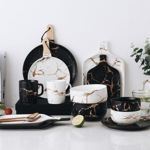 Gold Marble Glazed Ceramic Tableware Set