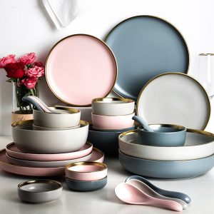 Ceramic Gold Bordered Steak Plate