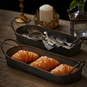 Dessert/Bread Metal Tray with Handles