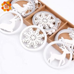 White Wooden Christmas Pendants