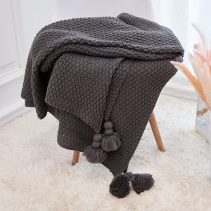 Fringed Knit Throw Blanket