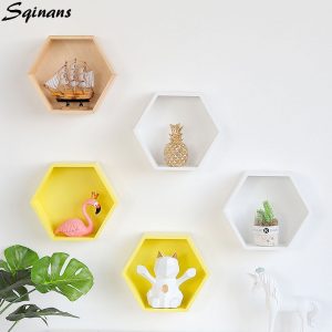 Floating Hexagon Wall Shelf