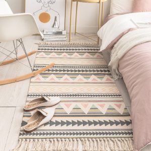 Cotton and Linen Blended Tassel Rug