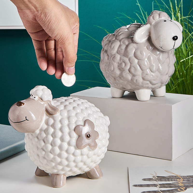 Details about   Coin Bank Animal Piggy Money Box Large Sheep Statue Farm Decor Figurine Ewe Lamb 
