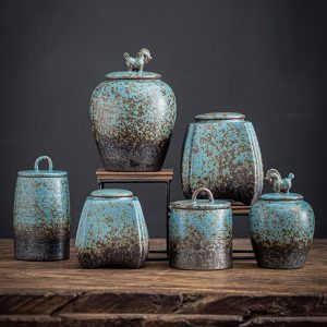 Kiln Blue Vintage Ceramic Decorative Jar